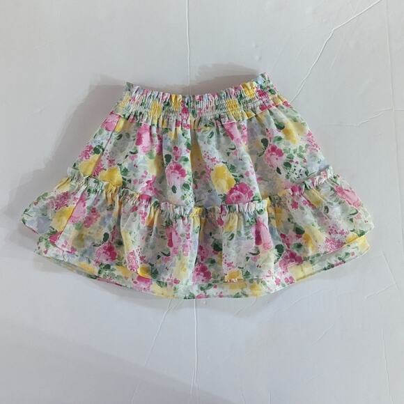 Janie And Jack Skirt Girls Sz 2T Pink Watercolor Floral 2023 Marshmallow Chiffon - Picture 3 of 6